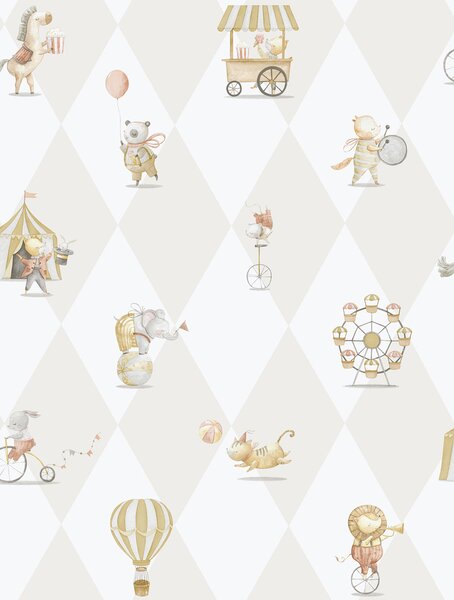 Dětská vliesová tapeta na zeď, šedo-béžová, zvířátka, 282-3, Enzo, ICH Wallcoverings