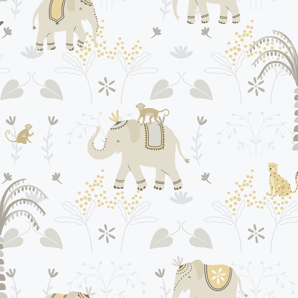 Dětská vliesová tapeta na zeď, šedo-béžová, zvířátka, 285-3, Enzo, ICH Wallcoverings