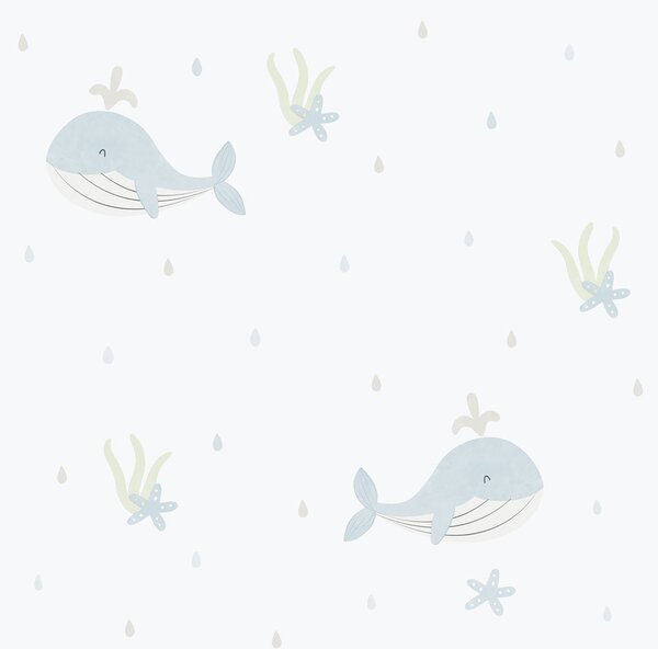 Dětská vliesová tapeta na zeď, modrá, velryby, 281-2, Enzo, ICH Wallcoverings