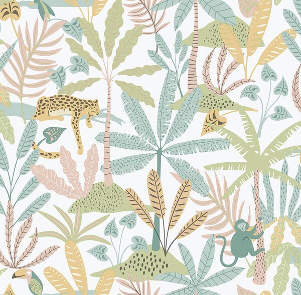 Dětská vliesová tapeta na zeď, zelená, džungle, 286-4, Enzo, ICH Wallcoverings