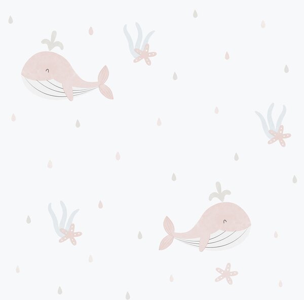Dětská vliesová tapeta na zeď, růžová, velryby, 281-1, Enzo, ICH Wallcoverings