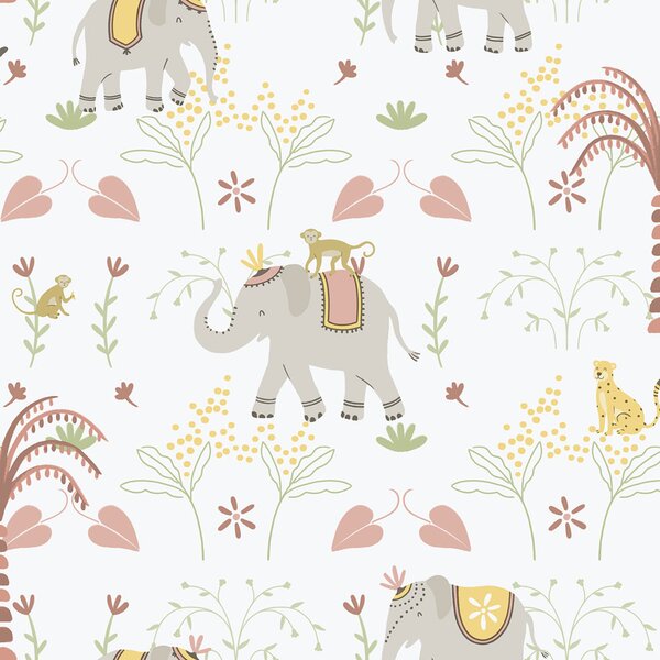 Dětská vliesová tapeta na zeď, šedo-růžová, zvířátka, 285-4, Enzo, ICH Wallcoverings