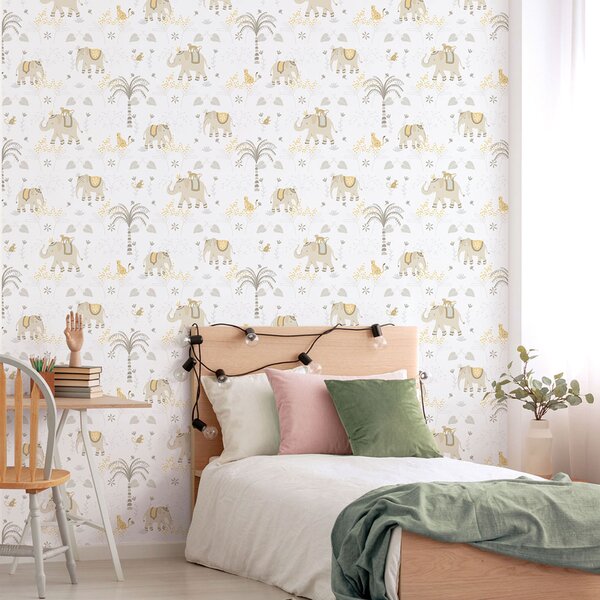 Dětská vliesová tapeta na zeď, šedo-béžová, zvířátka, 285-3, Enzo, ICH Wallcoverings