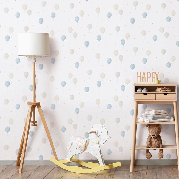 Dětská vliesová tapeta na zeď, modrá, balonky, 287-2, Enzo, ICH Wallcoverings