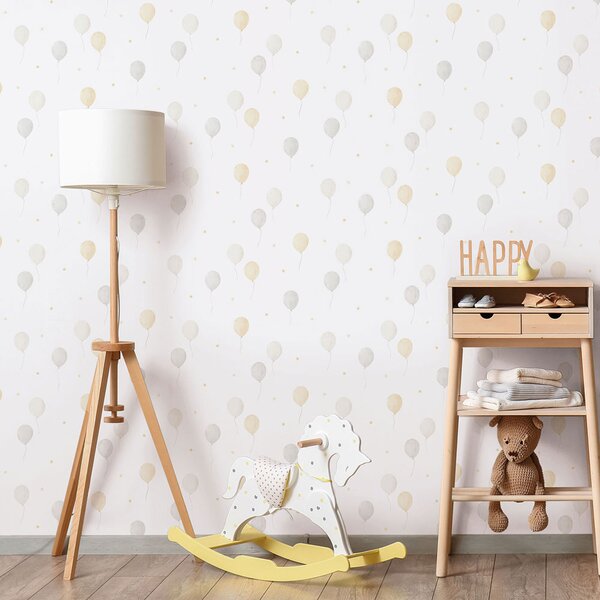 Dětská vliesová tapeta na zeď, šedo-béžová, balonky, 287-3, Enzo, ICH Wallcoverings