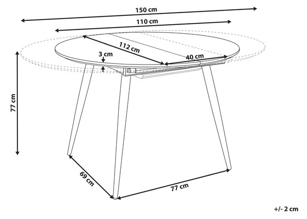 Rozkládací jídelní stůl SENIAC Hnědá 110/150 cm 112 cm