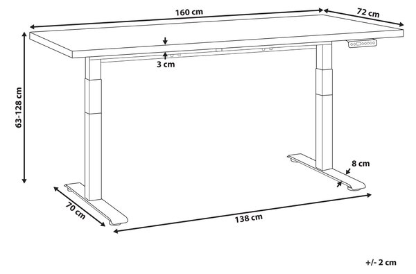 Elektricky výškově nastavitelný pracovní stůl DESTINES Černá/Světle hnědá 160 cm 72 cm