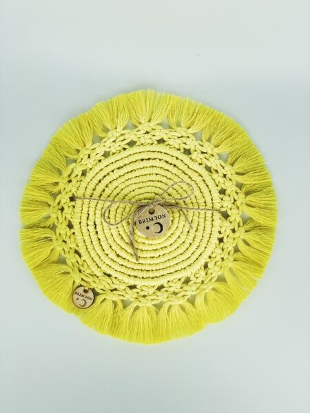 BRIMOON Podtácek macramé kruhový žlutý pr. 23 cm