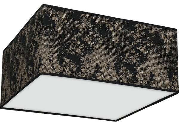 Stropní svítidlo Satino Square, 1x černé/zlaté textilní stínítko, (bílé plexisklo), (40 cm)