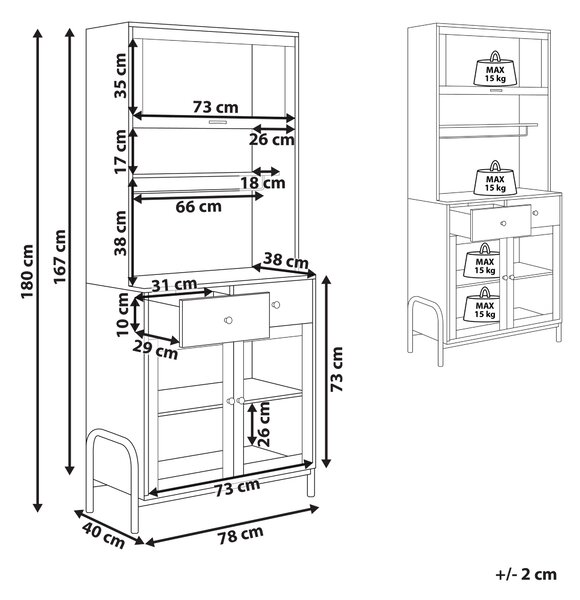 Skleněná vitrína PARLIN 82 cm Bílá