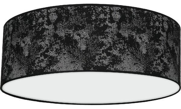 Stropní svítidlo Satino Round, 1x černé/stříbrné textilní stínítko, (bílé plexisklo), (fi 50 cm)