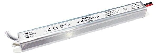 ACA Lighting LED napájecí zdroj 230V AC ->12V DC/24W/2A/IP20