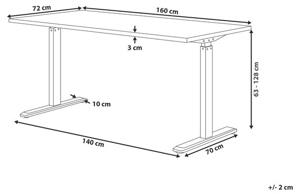 Elektricky výškově nastavitelný pracovní stůl DESTIN II Černá 160 cm 72 cm