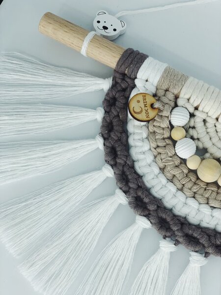 BRIMOON Duha macramé bílo-béžovo-hnědá 30 x 19 cm