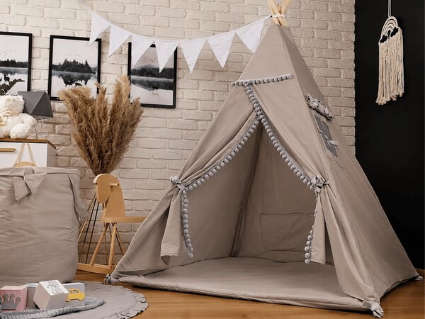 Dětský stan TEEPEE (TÝPÍ) SUPERIOR s doplňky - TAUPE/ŠEDÝ