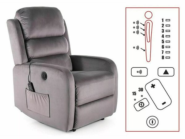 PEGASUS M relaxační křeslo, šedá
