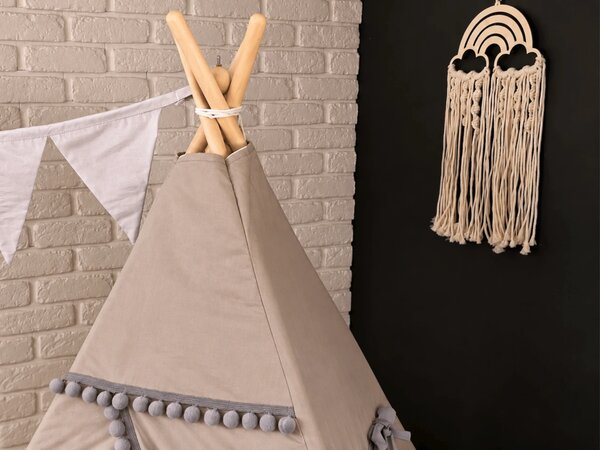Dětský stan TEEPEE (TÝPÍ) SUPERIOR s doplňky - TAUPE/ŠEDÝ
