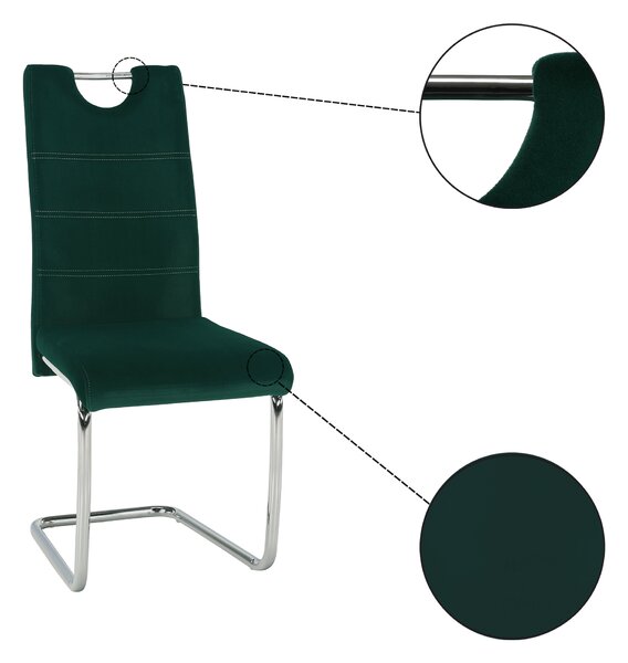 KONDELA Jídelní židle, smaragdová Velvet látka, ABIRA NEW