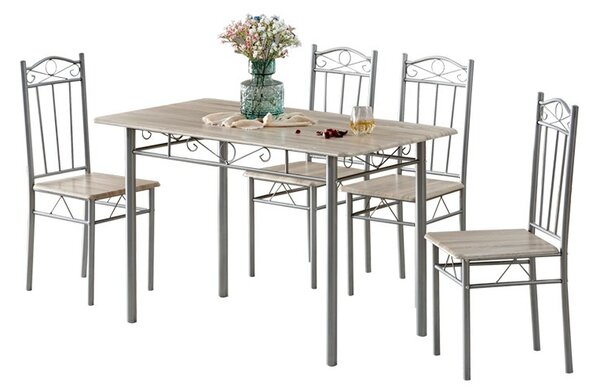 FUR-101-160S jídelní stůl set 4 židlí šedá