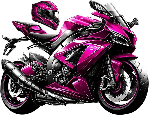 Růžová motorka textilní přelepitelná samolepka na zeď arch 45 x 35 cm