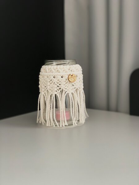 BRIMOON Lucerna macramé smetanová malá