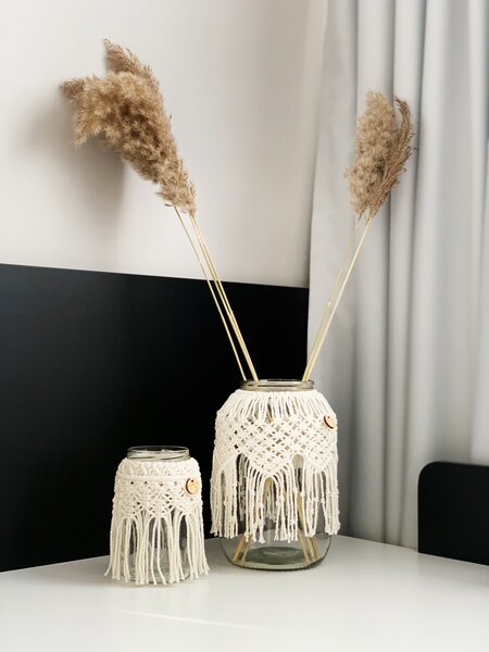 BRIMOON Lucerna macramé smetanová malá