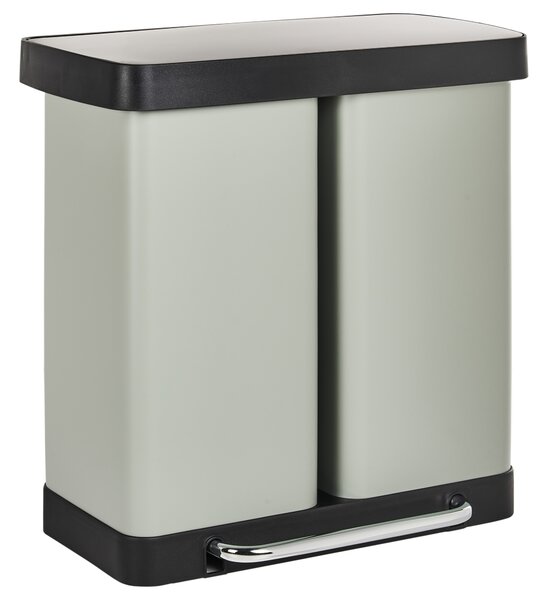 Dvojitý odpadkový koš s pedálem 60 L ECOSORT Kov Světle zelená