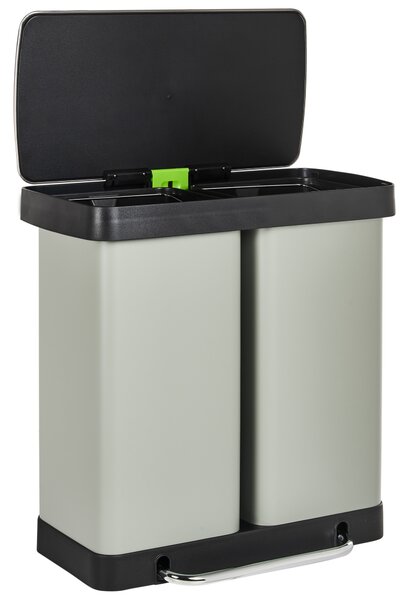 Dvojitý odpadkový koš s pedálem 60 L ECOSORT Kov Světle zelená