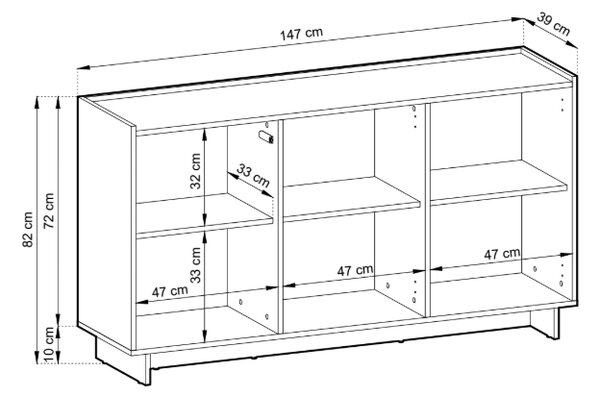 Piaski Komoda Yasumi 147 cm dub karamelový
