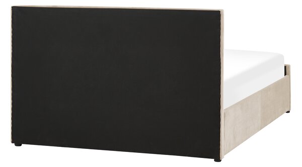 Postel s úložným prostorem Umělý samet ROCHEFORT 140 x 200 cm Béžová