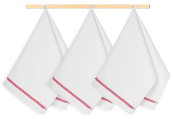 Bellatex Kuchyňské utěrky sada 3 kusů 50x70 cm Proužek Bílá,Červená