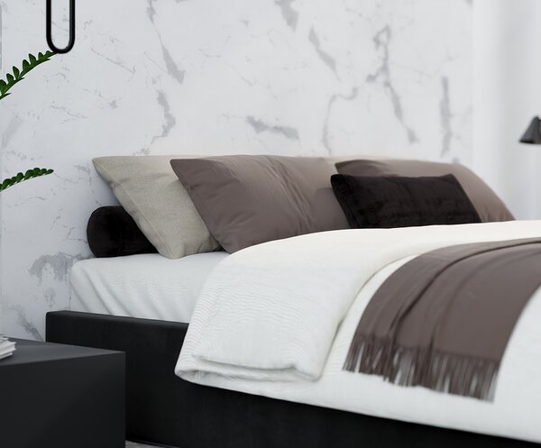 Čalouněná postel ORLANDO 90x200 Černá PARIS s úložným prostorem kovový rošt