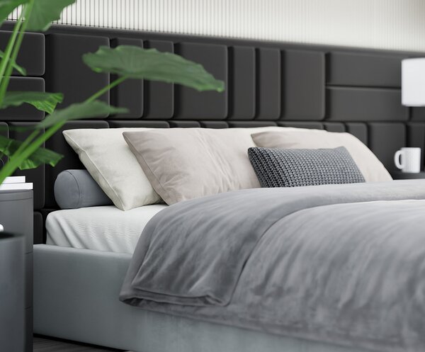 Čalouněná postel ORLANDO 90x200 Světle šedá PARIS s úložným prostorem kovový rošt