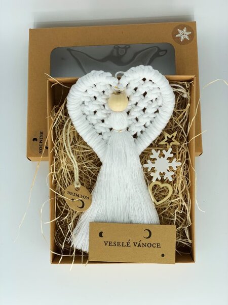 BRIMOON Vánoční anděl srdce bílý v. 18 cm