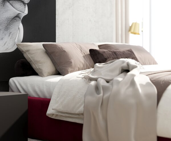 Čalouněná postel ORLANDO 90x200 Vínová PARIS s úložným prostorem kovový rošt
