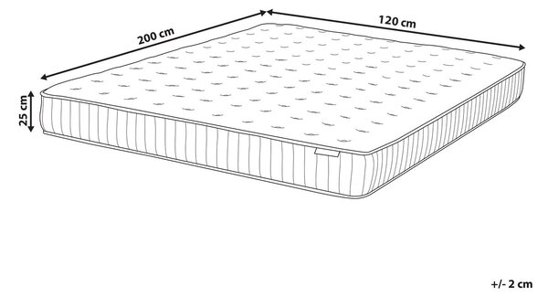 Matrace s gelovou paměťovou pěnou a taštičkovými pružinami PLEASANT H2/3 středně tvrdá 120 x 200 cm