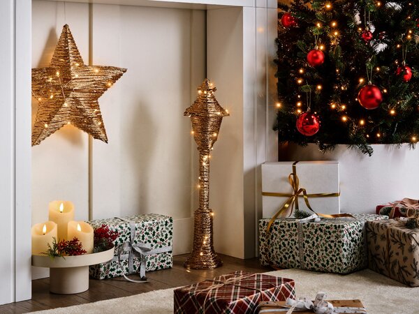 Vánoční dekorace LED ALFTANES Sloupková lampa 62 cm Zlatá