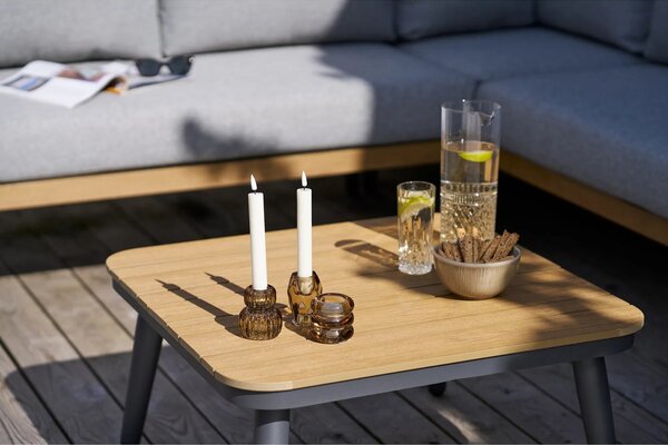 Nordic Living Šedý zahradní set rohové pohovky a stolku Comi