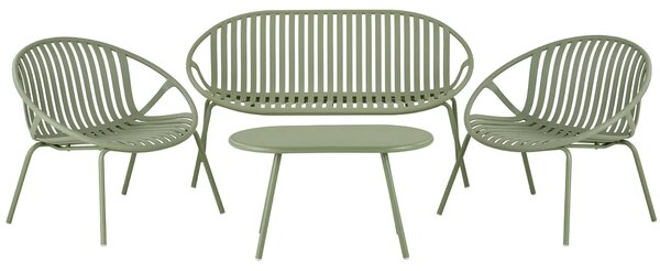 -25 % Dny MOMENTI– Nordic Living Zelený kovový zahradní set pohovky, stolku a křesel Lyssa