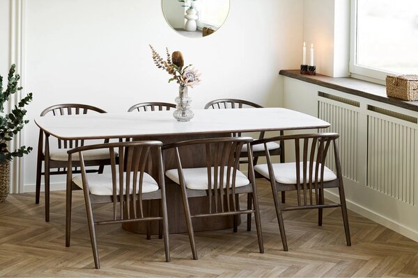 -25 % Dny MOMENTI– Nordic Living Bílý keramický jídelní stůl Olinn 200 x 90 cm