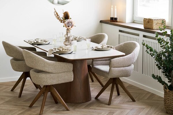 -25 % Dny MOMENTI– Nordic Living Bílý keramický jídelní stůl Olinn 200 x 90 cm