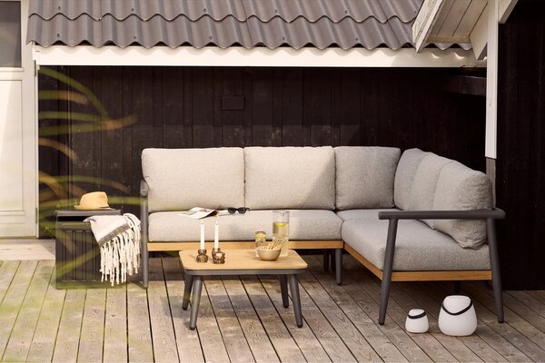 Nordic Living Šedý zahradní set rohové pohovky a stolku Comi