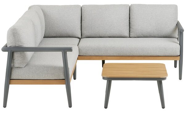 Nordic Living Šedý zahradní set rohové pohovky a stolku Comi