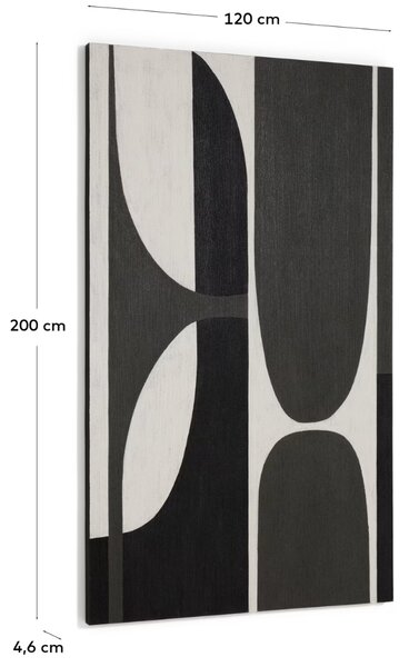 Kave Home Černobílý abstraktní obraz Onure 200 x 120 cm