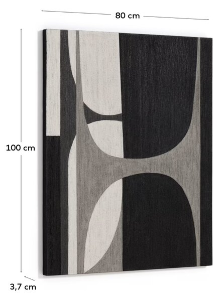 Kave Home Černobílý abstraktní obraz Onure 100 x 80 cm