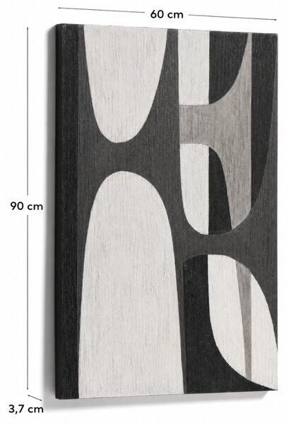 Kave Home Černobílý abstraktní obraz Onure 90 x 60 cm