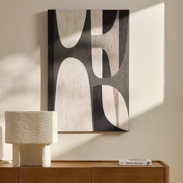 Kave Home Černobílý abstraktní obraz Onure 90 x 60 cm