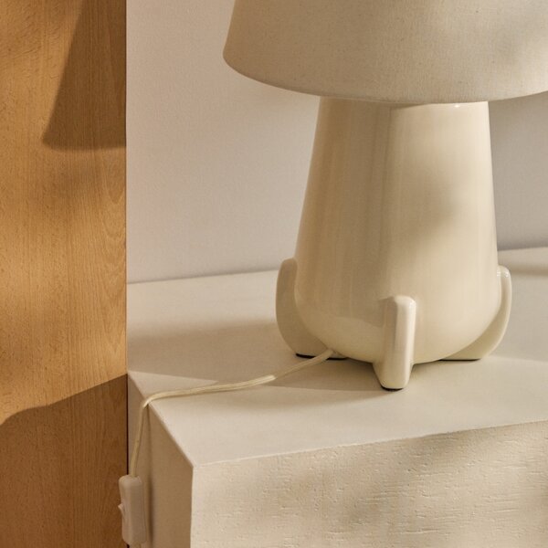 Kave Home Béžová keramická stolní lampa Odra