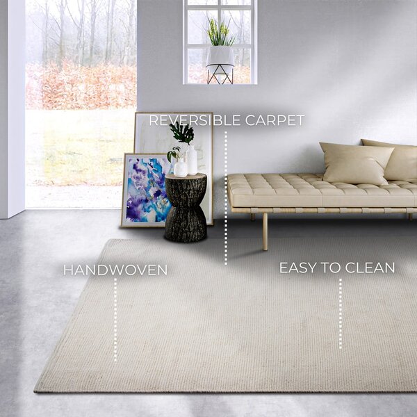 Krémový ručně tkaný koberec s příměsí vlny 80x150 cm Pradesh Natural White – Elle Decoration