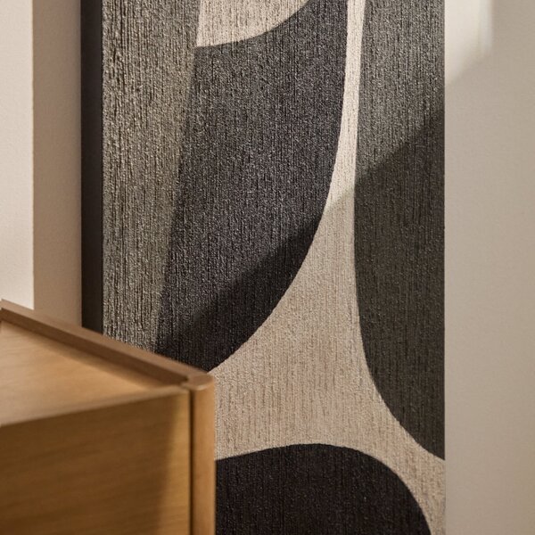 Kave Home Černobílý abstraktní obraz Onure 180 x 45 cm